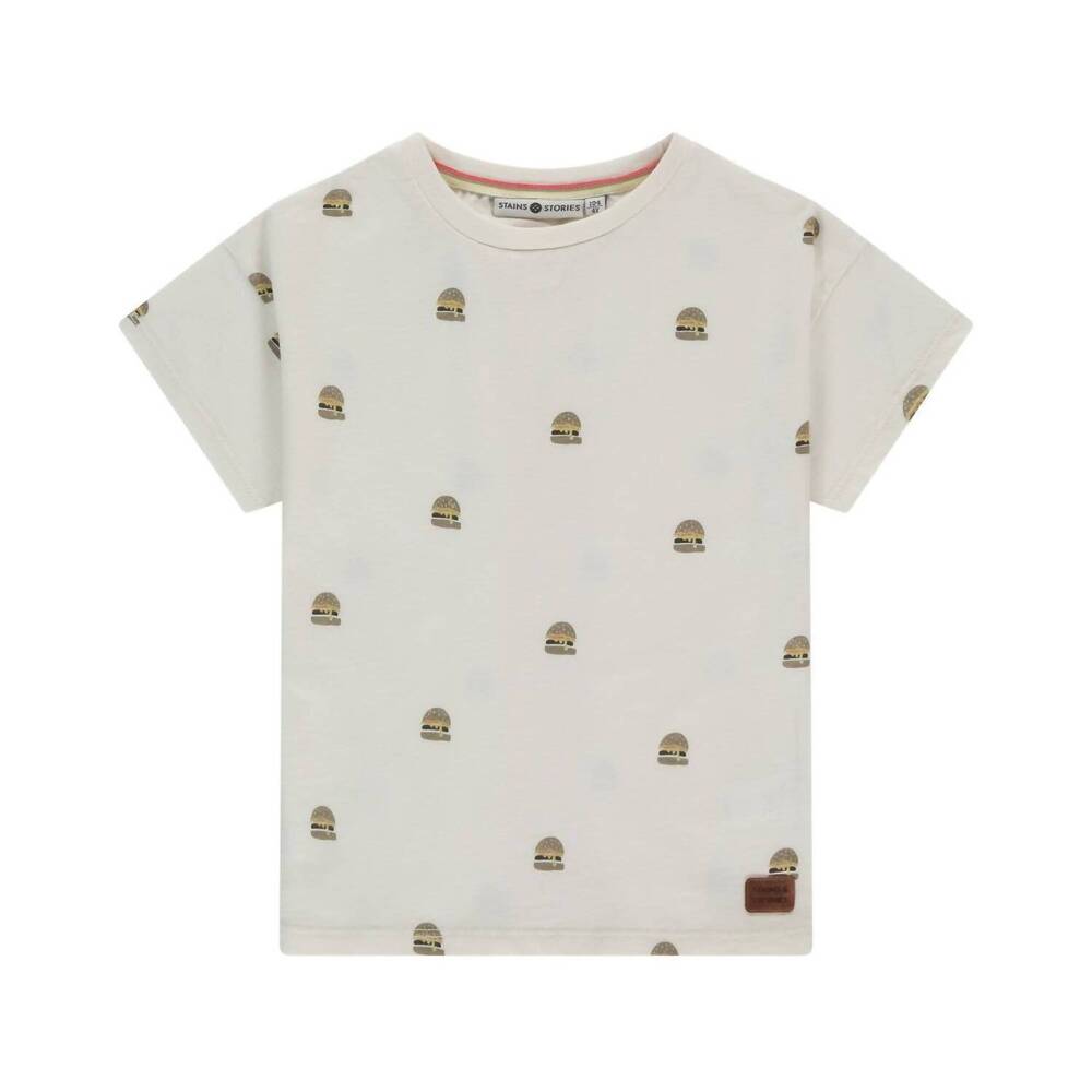 NEW BABYFACE boy's burger icon short sleeve t-shirt in off-white